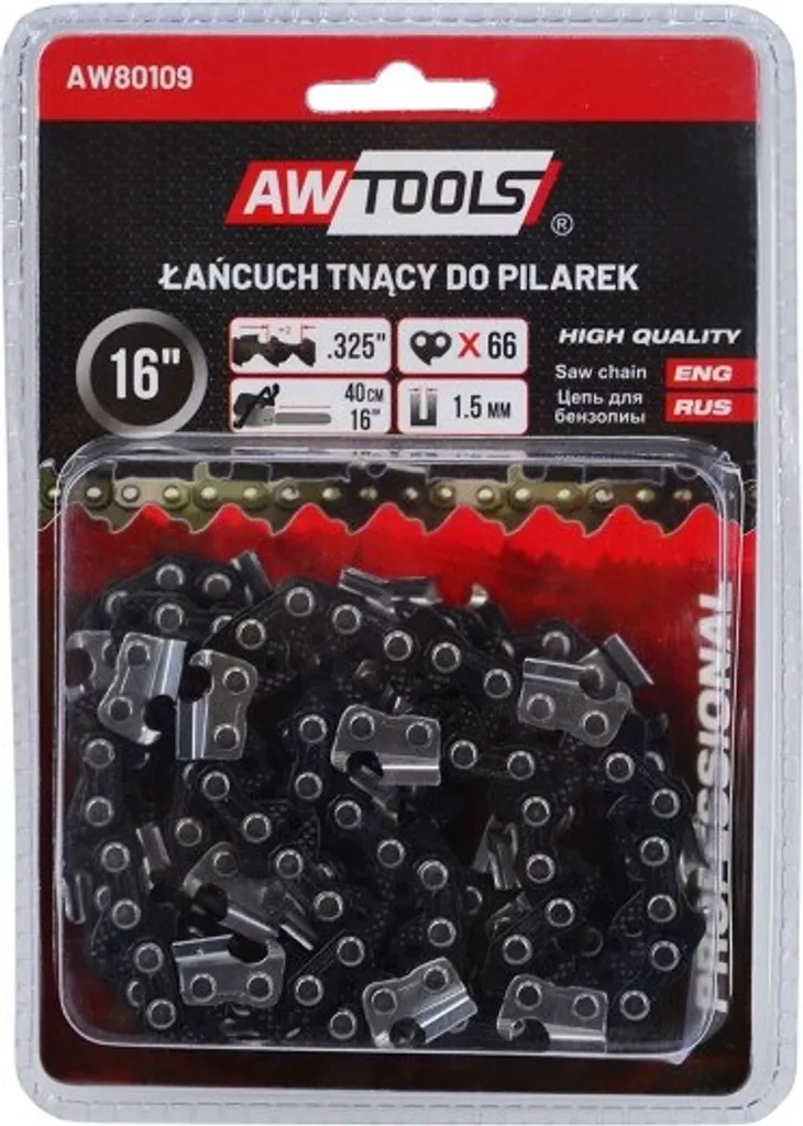 Catena Motosega Awtools 40cm 56 Maglie 3/8" 1,3mm - Linea Nera