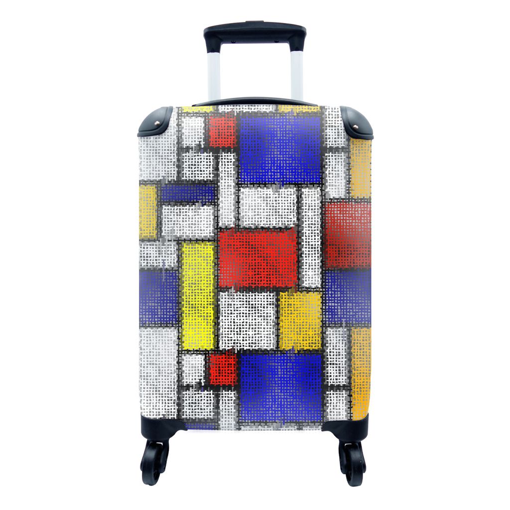 MuchoWow Koffer Handgepäck Trolley Rollkoffer Kleine Reisekoffer mit 4 Rollen - Muster - Mondrian - Kunst - Cabin Size < 55x40x23 cm & 55x40x20 ...
