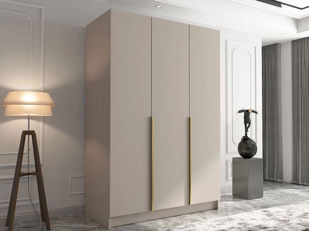 Vysoká šatní skříň 150 cm SHEELA 1 - kašmír / zlatá Obrázek produktu 