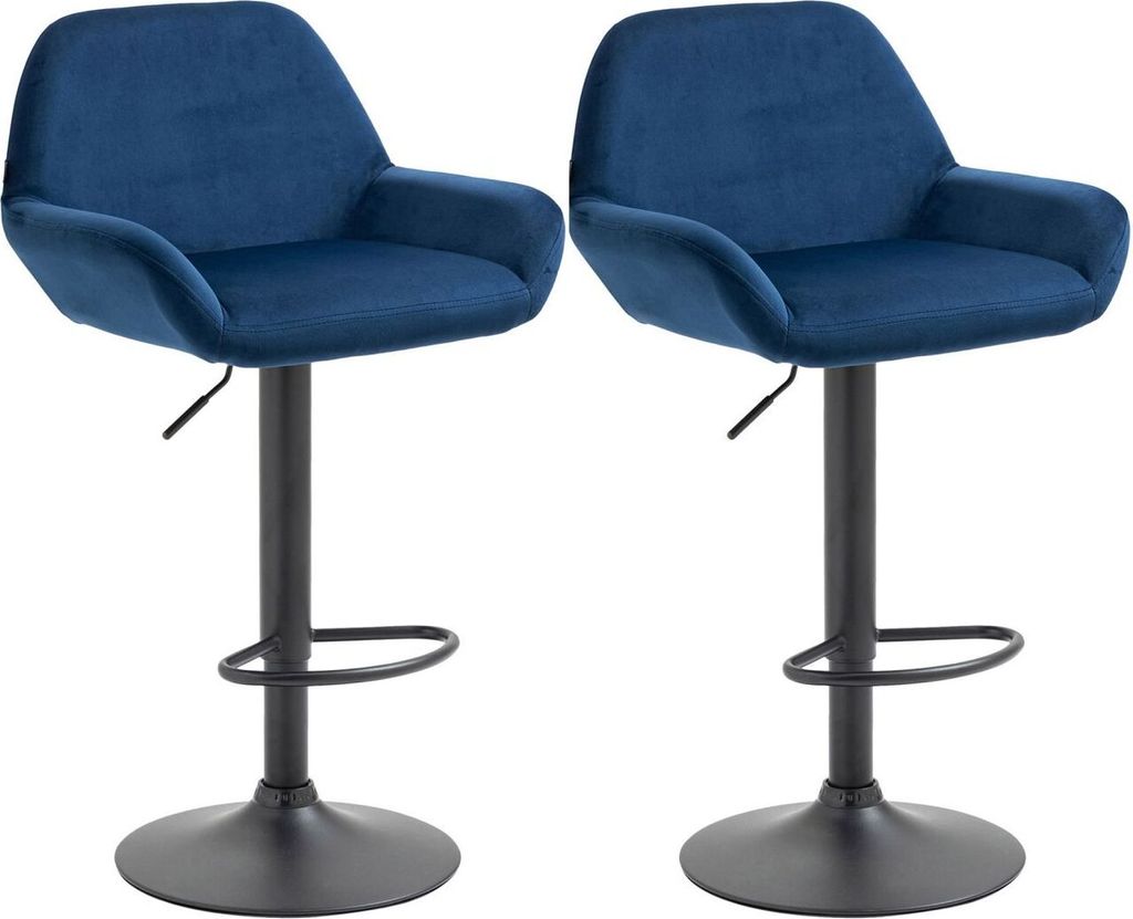 2er Set Barhocker Braga Samt schwarz blau