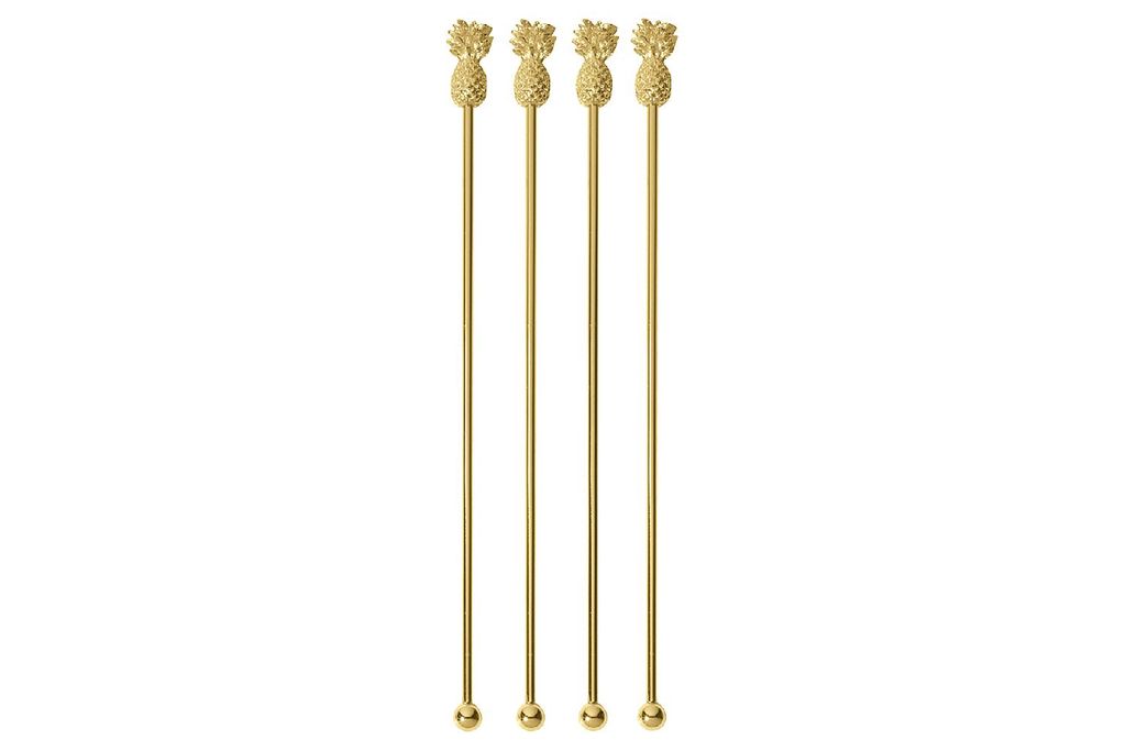 Paderno Bar Utensils Rührer Ananas gold Set4