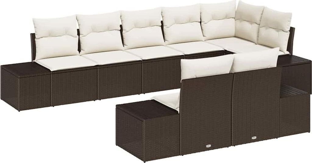 vidaXL Gartensofa-set mit Kissen 8 pcs Braun und Creme Poly-Rattan