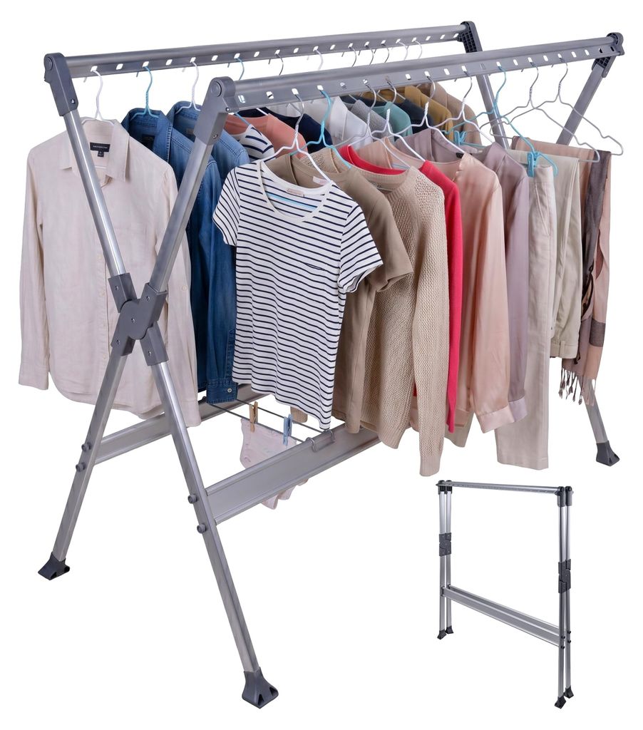 Relaxdays, tendedero extensible y plegable, dimensiones: Imagen del producto 