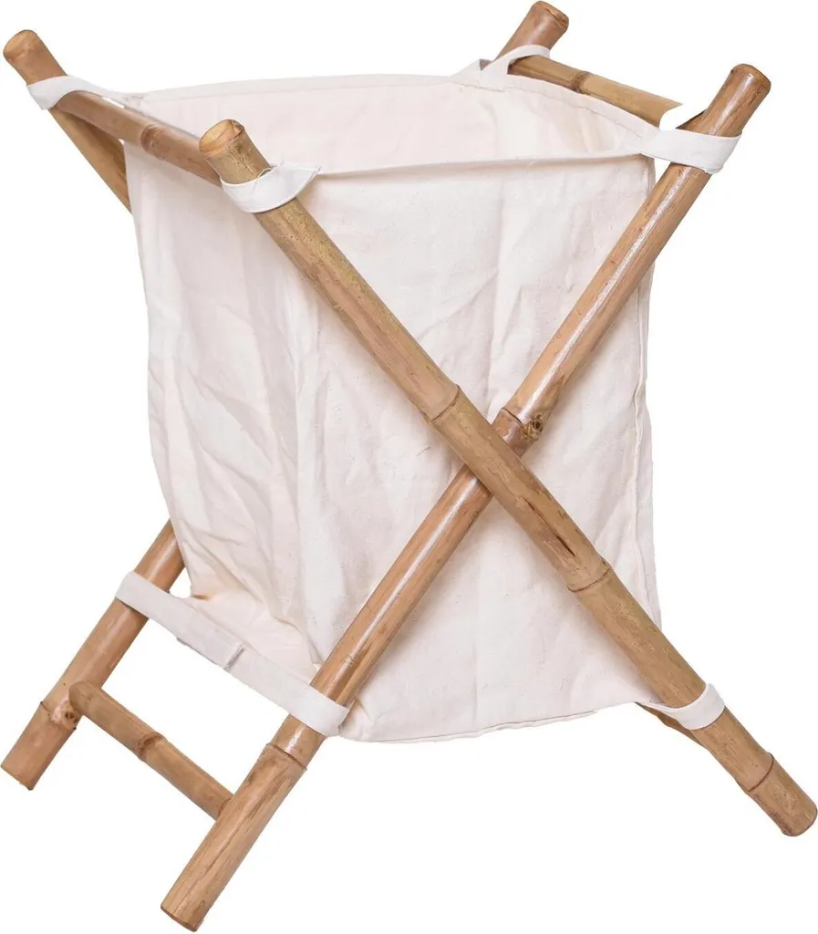 VIVANNO LAUNDRA Panier à linge en bambou naturel mat - 50x40x57 cm