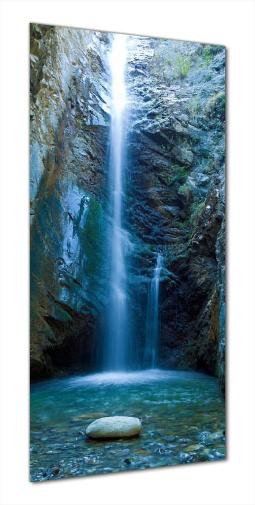 Wallario selbstklebende Duschrückwand 80 x 190 cm mit Motiv Wasserfall bei Sonneneinfall - Wandverkleidung mit Hochglanzlaminat in Glasoptik