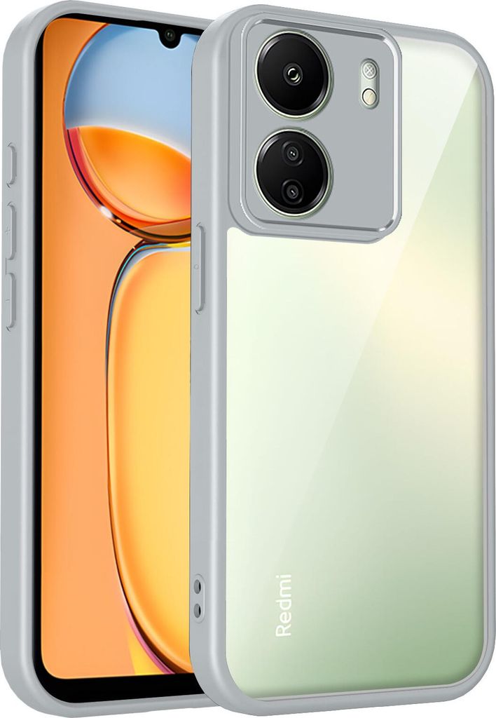 Hülle für Xiaomi Redmi 13C 4G/Poco C65 Transparente Rückseite TPU Bumper Stoßfest Handyhülle Grau