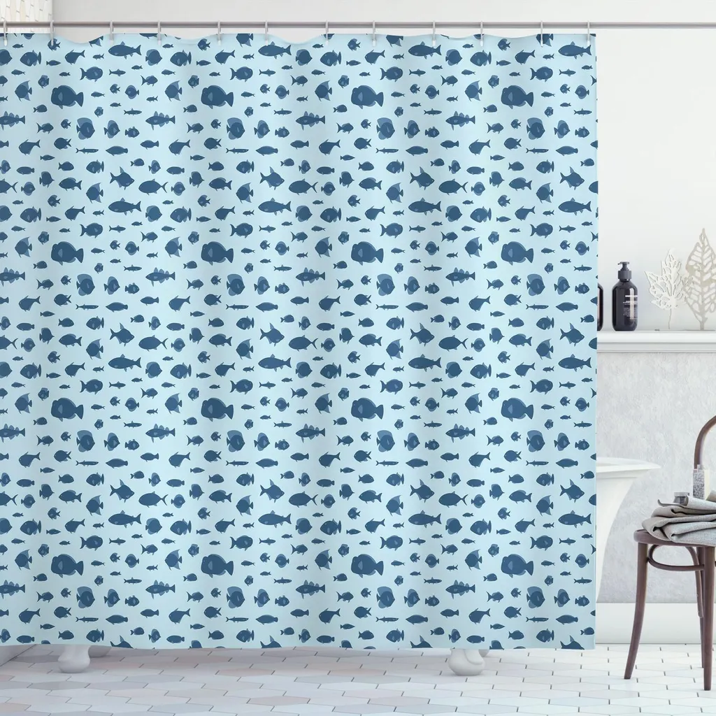 Tenda Doccia Design Marino ABAKUHAUS 175x240 - Blu Notte e Azzurro