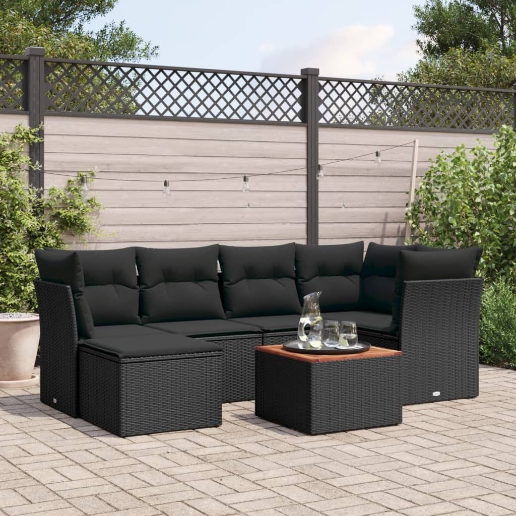 Maison Exclusive - 7-tlg. Garten-Sofagarnitur mit Kissen Schwarz Poly Rattan