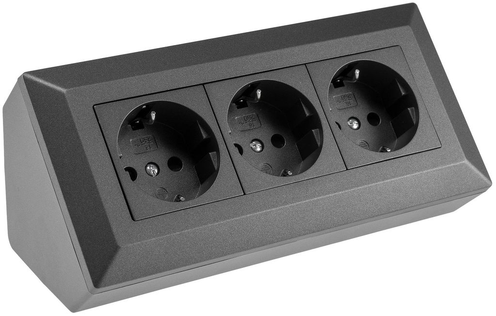 3-fach Steckdosenblock anthrazit 250V/ 16A Aufbaumontage Produktbild 