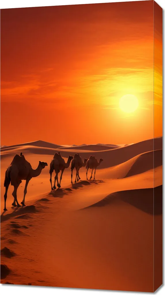 Quadro Carovana nel Deserto 50x90 cm - Tela Moderna per Salotto Elegante