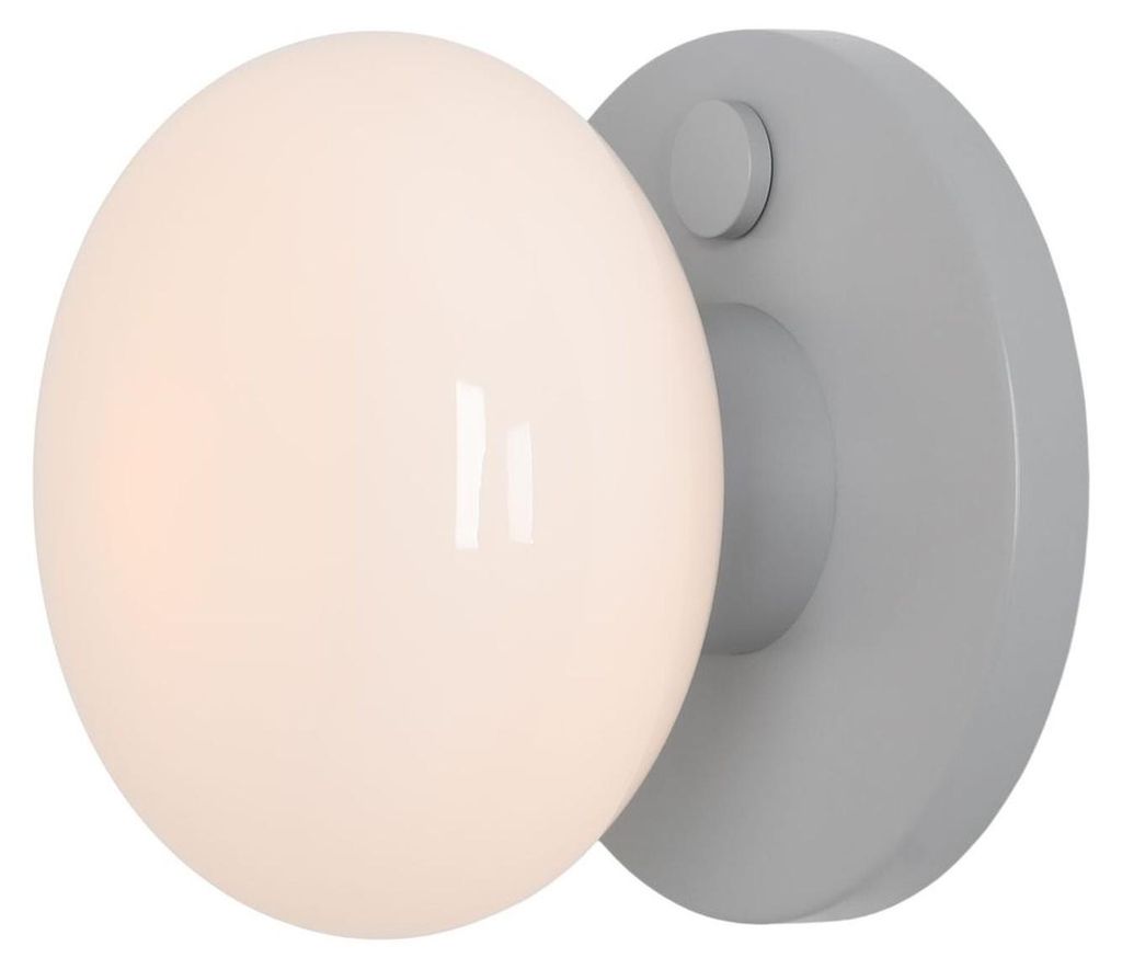 Wandlampe Glas Metall E14 mit Schalter Grau Weiß rund Modern