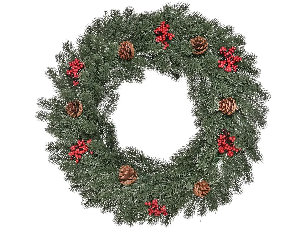 Grande couronne de sapin artificiel vert pour porte de Noël, 60 cm