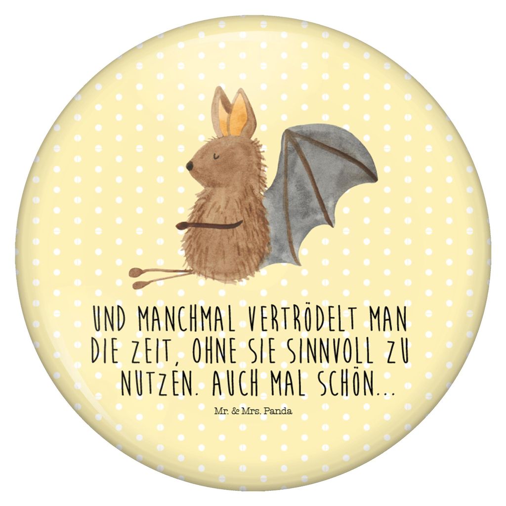 Mr. & Mrs. Panda Pin Fledermaus Sitzen - Gelb Pastell - Geschenk, Lustige Sprüche, Fledermäuse, Motivation, Entspannen, Anstecker, Plakette, Badg...