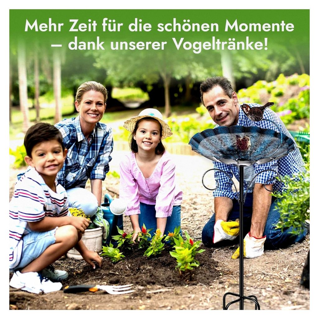 2-in-1 Vogeltränke und Futterstation - Frostsicher mit 26 cm Schale, 83 cm Ständer, Futterspender für Vögel, winterfest, Futterschale und Wasse...