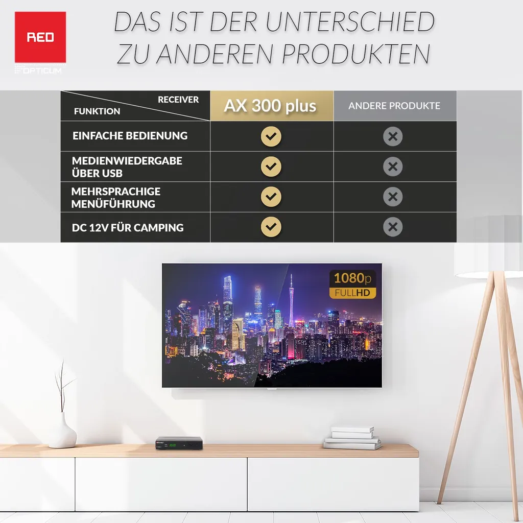 Décodeur Satellite HD Opticum AX300 compact pour chaînes TV gratuites - 7