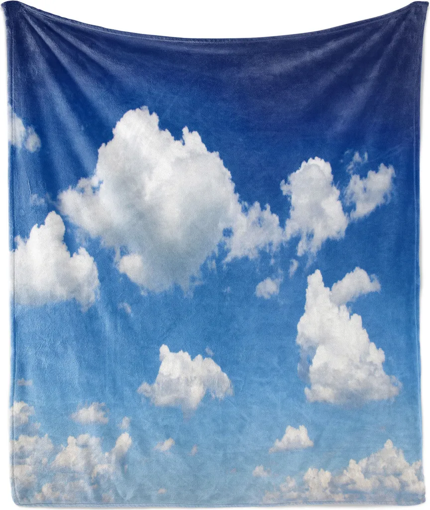 Coperta Design ABAKUHAUS Nuvole Cielo Blu - Pile Soft Touch 175cm
