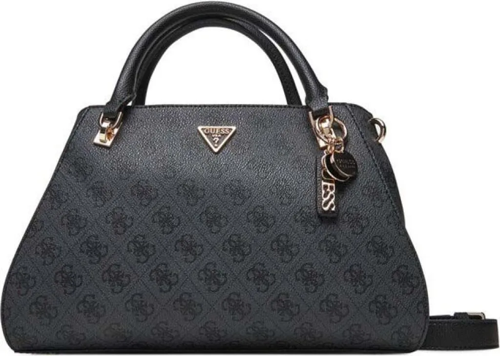 Sac à main GUESS Noelle II Luxury Satchel Coal Logo en Similicuir Gris