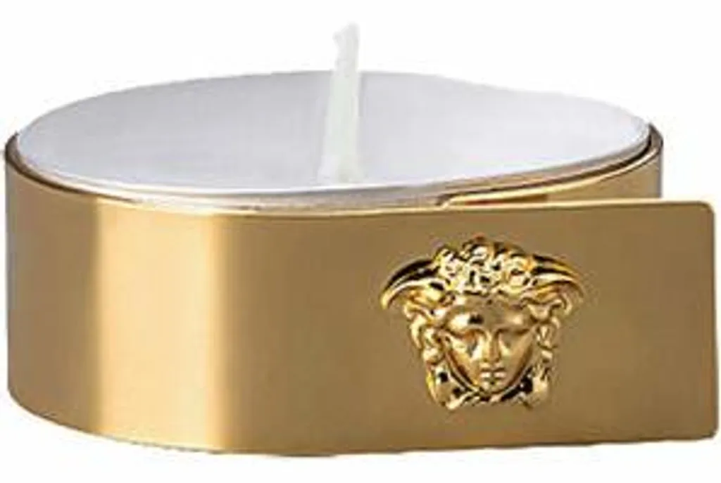 Bougie chic Versace Medusa Gold anti-coulure pour table basse