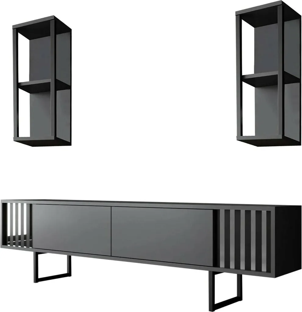 Meuble TV Anthracite Iva 180 cm Modulable au Design Moderne et Épuré