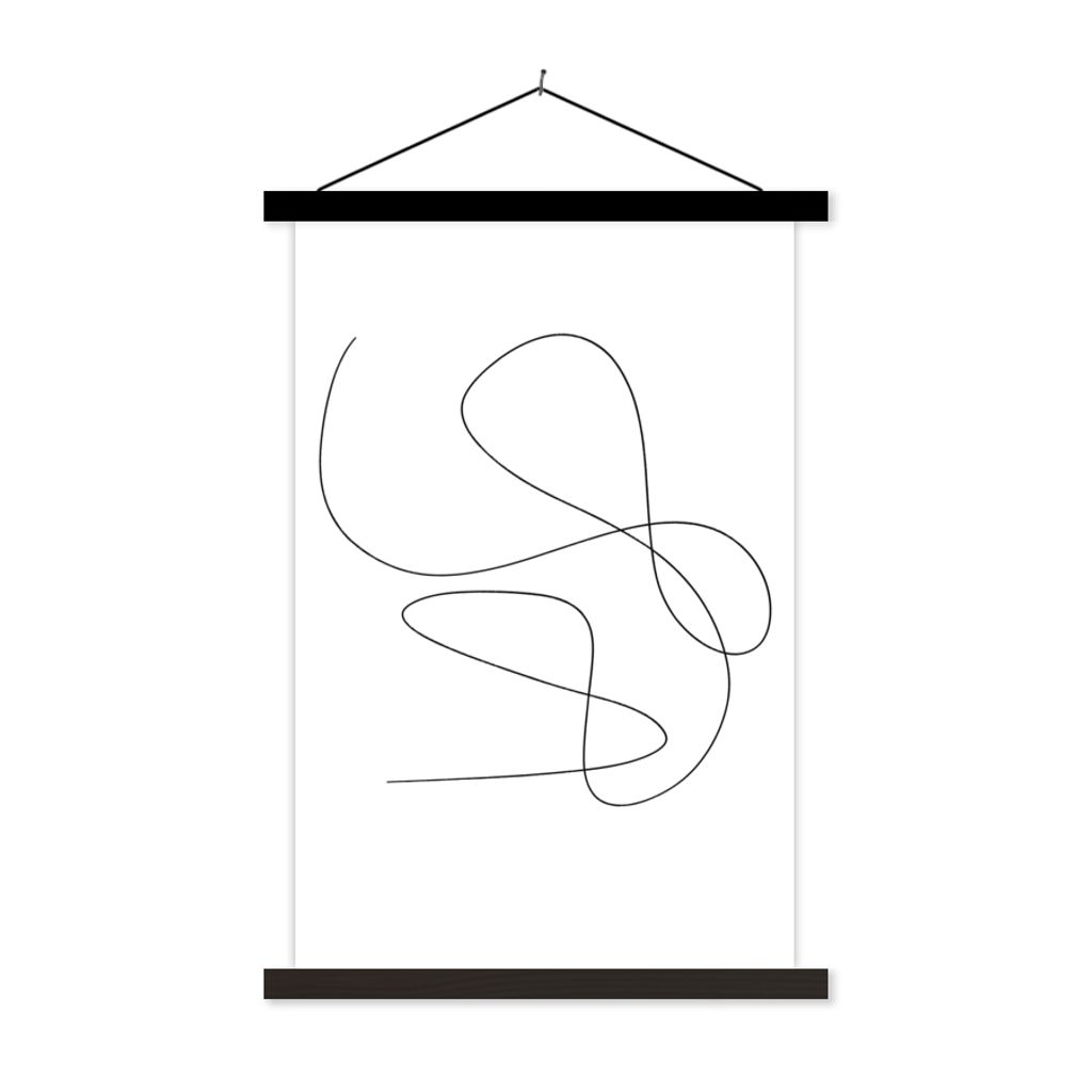 MuchoWow Textilposter Linienkunst - Minimalismus - Abstrakt 60x90 cm mit schwarzem Rahmen - Poster Wohnzimmer