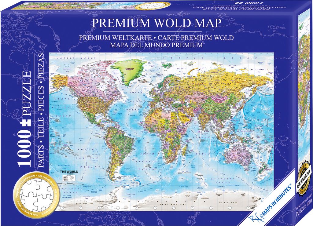 Weltkarte Puzzle 1000 Teile MAPS IN MINUTES