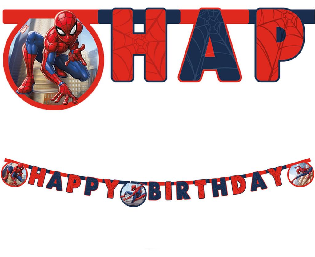 Guirlande, bannière Happy Birthday Spiderman 230 cm Image du produit 