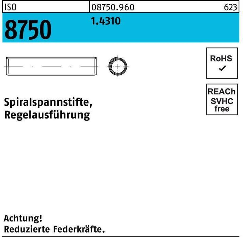 Reyher Spiralspannstifte ISO 8750 1.4310 6 x 20 (500 Stück)