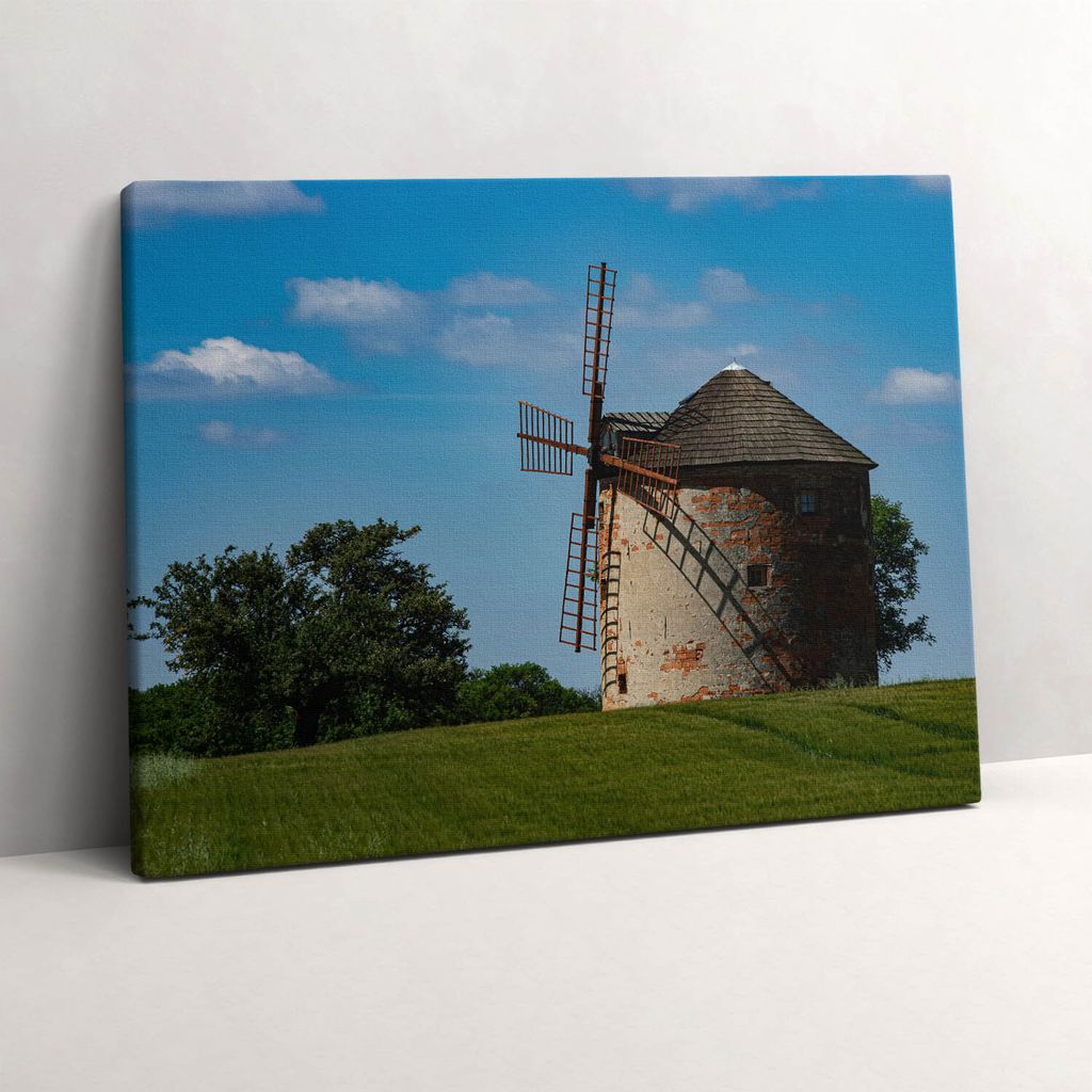 Mährische Windmühle – Leinwandbild Wandbild – 80x60 cm – Leinwandbilder – Wandbilder – Schlafzimmer – Flur