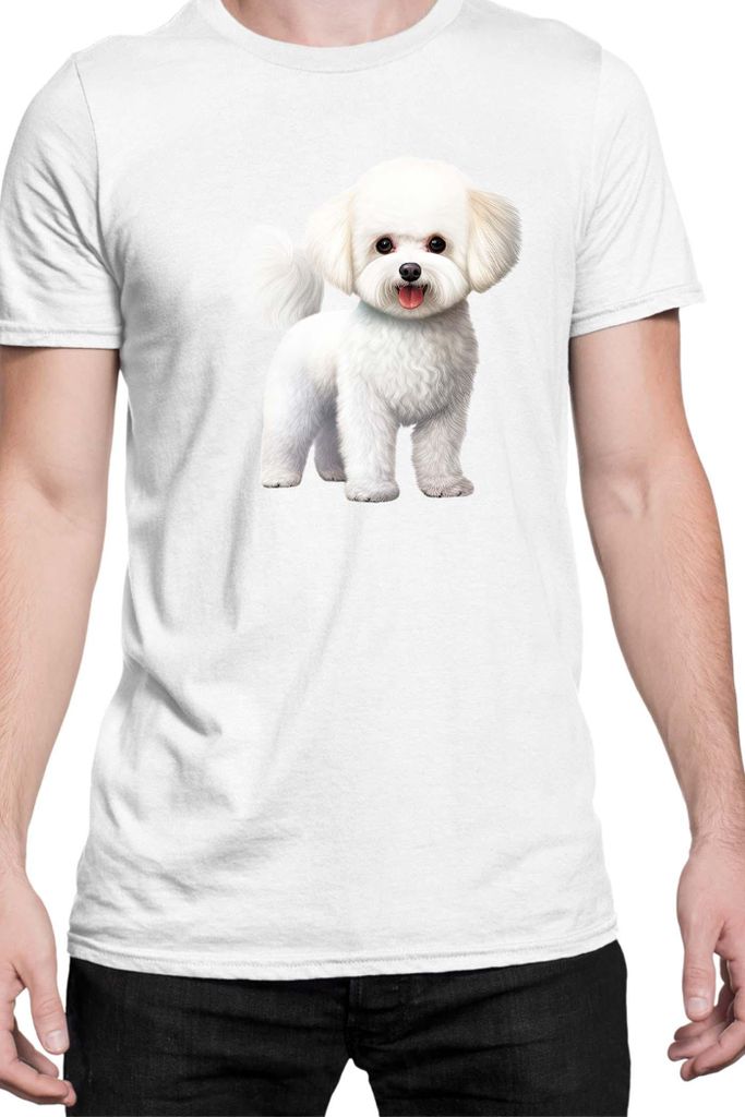 Herren T-Shirt Dogs Breeds Bichon Frise Dog Breed 005, Man L / Weiß