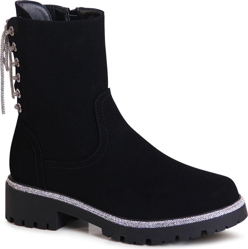topschuhe24 2900 Damen Plateau Stiefeletten Glitzer Chelsea Boots, Farbe:Schwarz Velours, Größe:37 EU