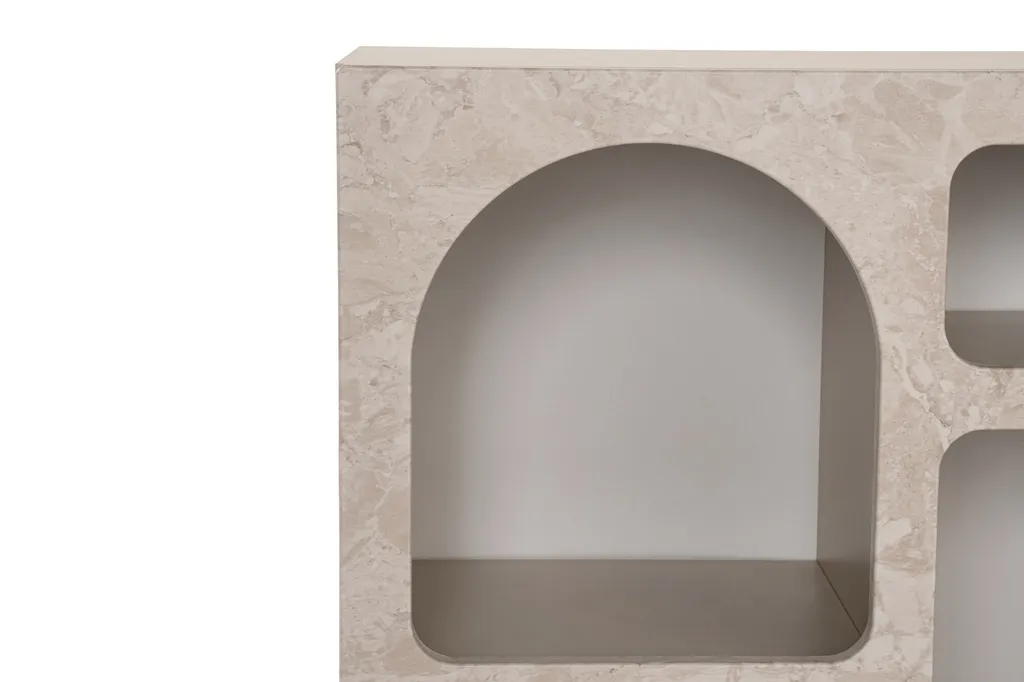 Meuble console pour petit salon Lessa effet travertin 80cm de large - 5