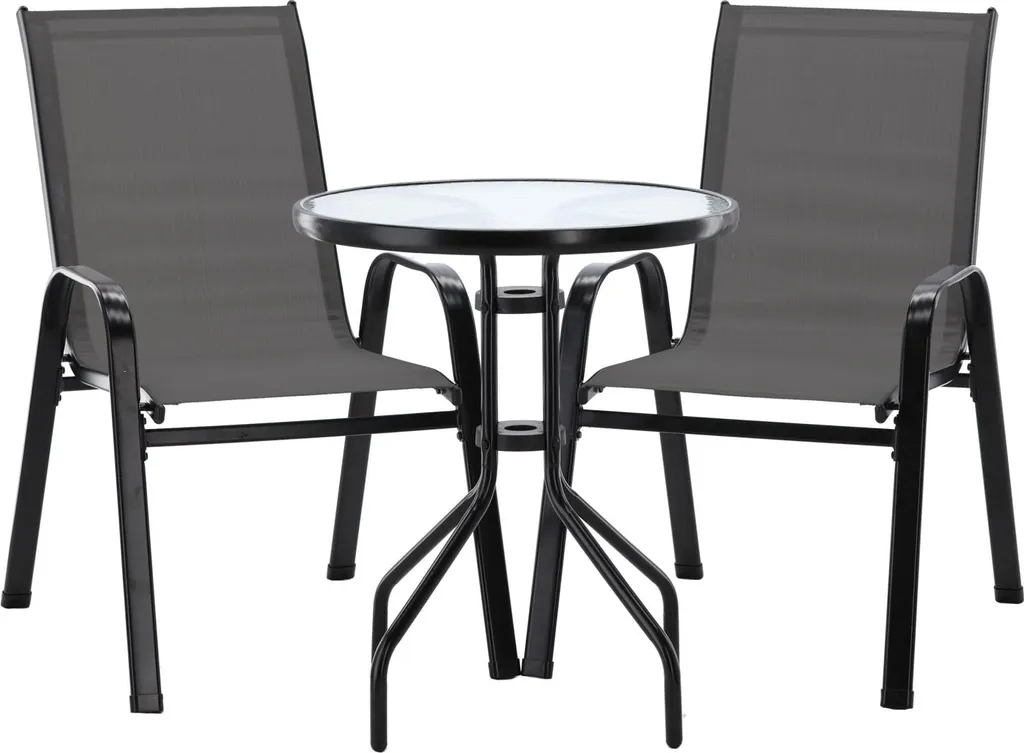 Table de jardin et 2 chaises Diver gris : solution gain de place