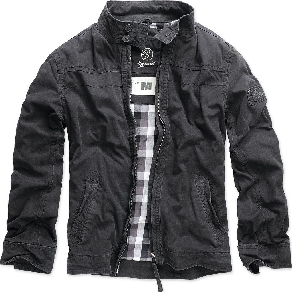 Brandit Übergangsjacke Herren Yellowstone schwarz Basics 100% Baumwolle S