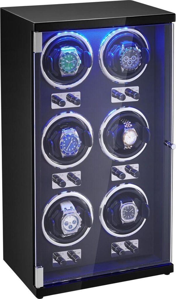 Watch Winder for 6 Automatic Watches with 6 Quiet Japanese Mabuchi Motors
