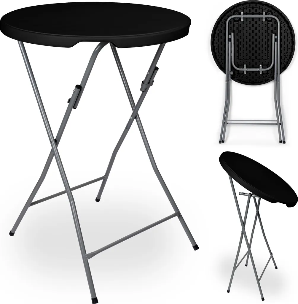 Table d'appoint pliante GALA 80 cm noire pour salons et événements pro