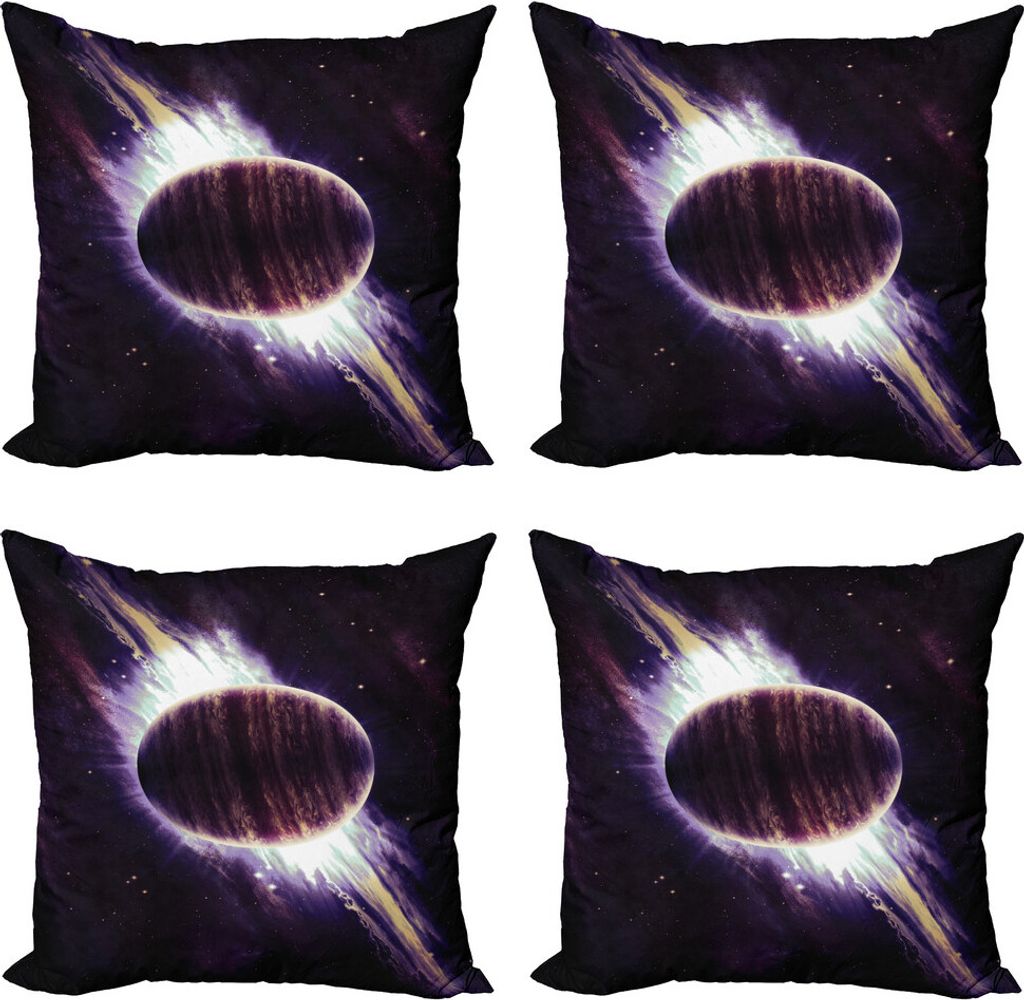ABAKUHAUS Galaxis Kissenbezug Set (4 Stück), Trippy Planet Cosmos, Moderner Doppelseitiger Digitaldruck, 50 cm x 50 cm, Lila