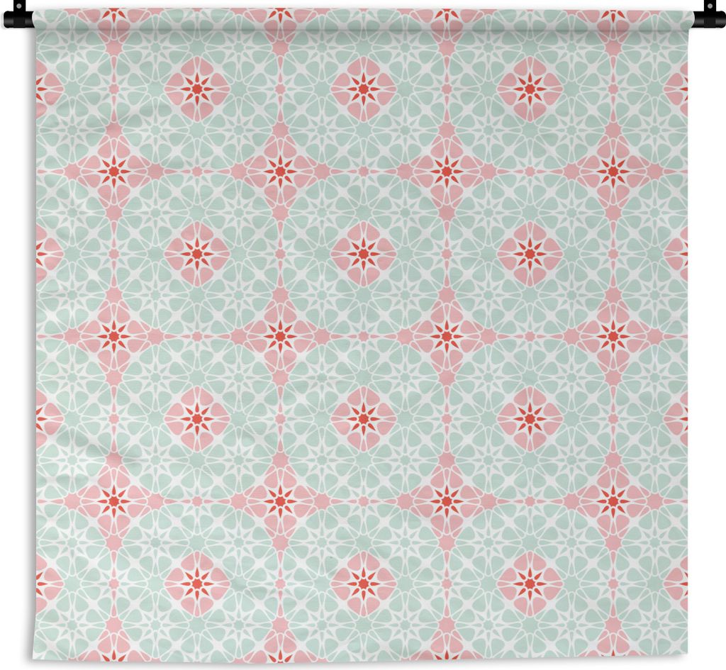 MuchoWow Wandteppich Wandbehang Blumen - Sterne - Winter - Design 120x120 cm Tapisserie Dekoration Wandtuch - Modern - Baumwollgewebe