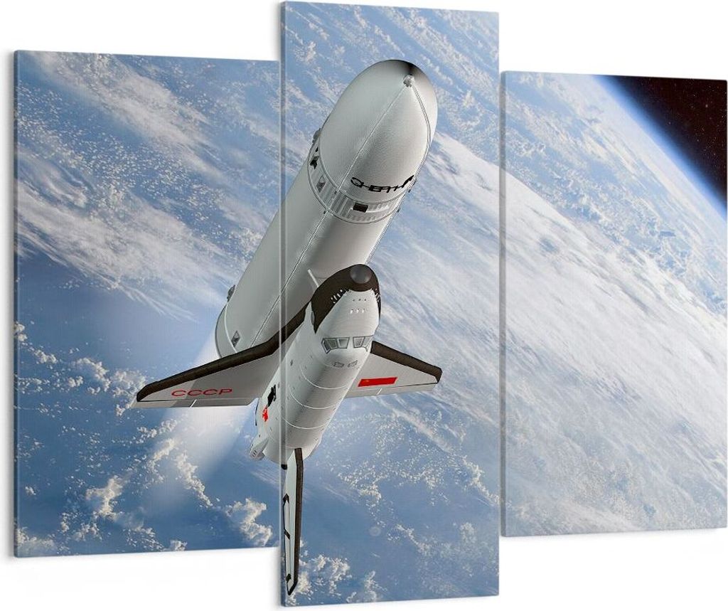 Bild auf Leinwand - Leinwandbild - Himmel Rakete Kosmos Planet - 130x100cm - Wand Bild - Wanddeko - Leinwanddruck - Bilder - Kunstdruck - Wanddekor...