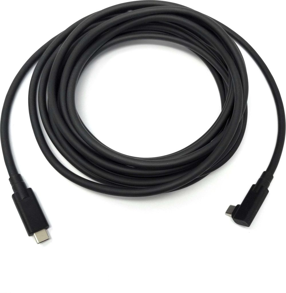 SYSTEM-S USB 3.2 Gen 2 Kabel 5 m Typ C Stecker zu Stecker Winkel in Schwarz