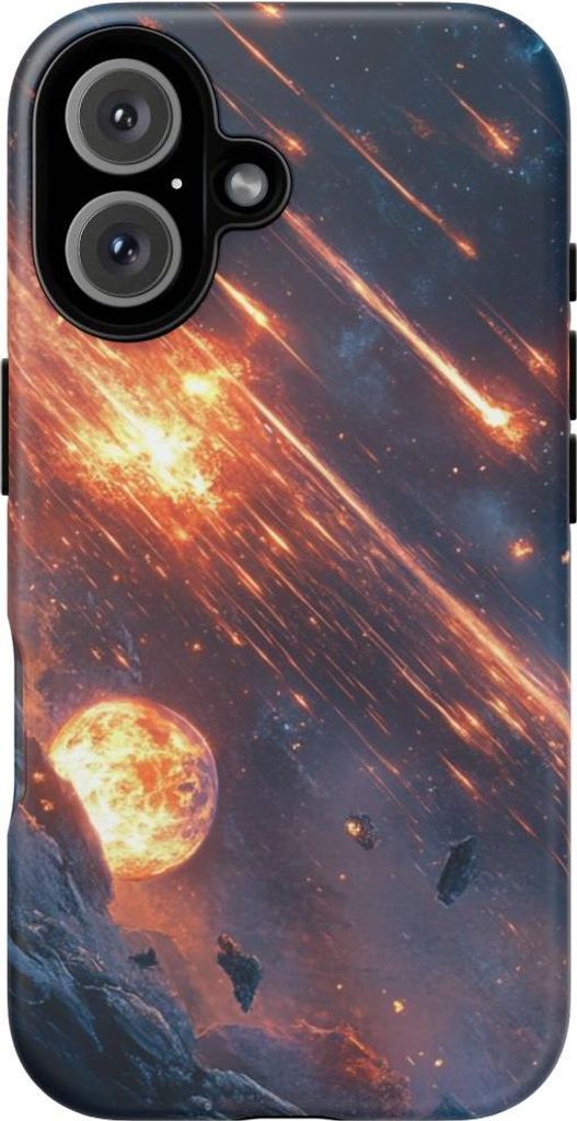 Leuchtende Meteoriten im Weltall – Handyhülle Kompatibel mit iPhone 16