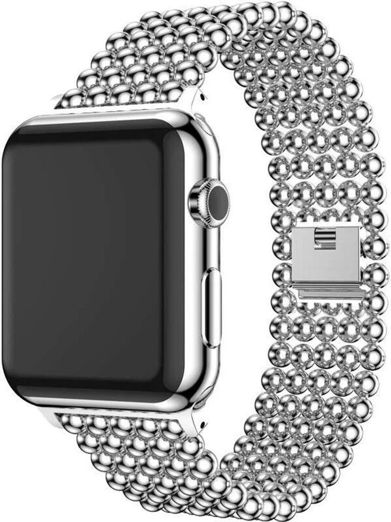 Strap-it Apple Watch 8 Stahlperlenarmband (Silber)