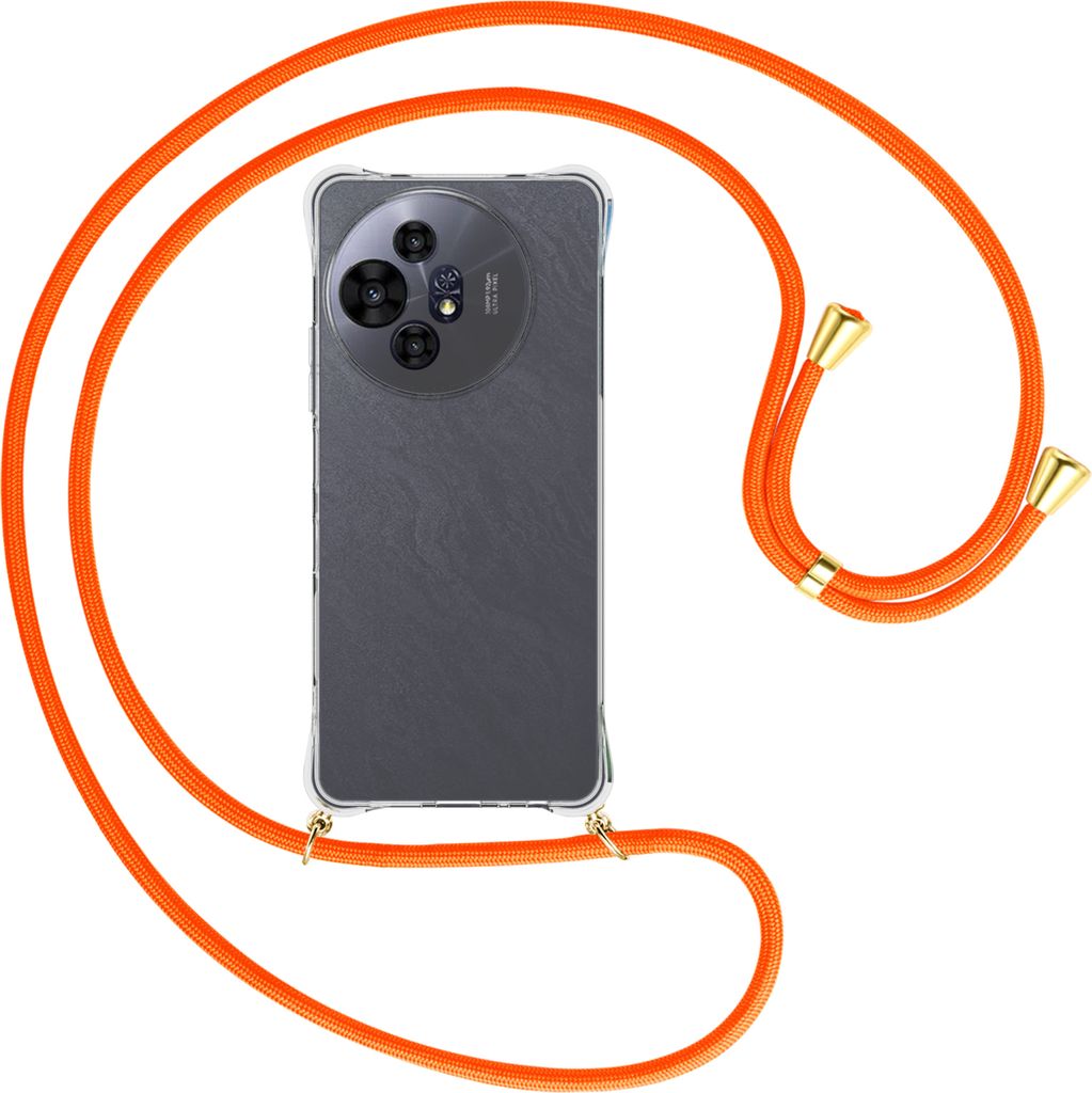 Handykette Backcover-Schutzhülle mit Band (Metall goldfarben) für TCL 50 NxtPaper 5G/TCL 50 Pro NxtPaper 5G - neonorange