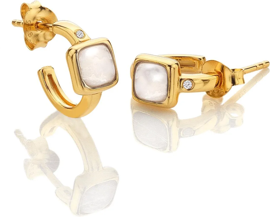 Boucles d'oreilles carrées diamants bruts HDXGEM avec nacre DE767 chic