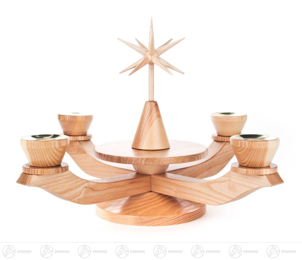 Adventsleuchter mit Stern, natur, für Kerzen d=22mm Breite x Höhe x Tiefe 25 cmx21 cmx25 cm NEU