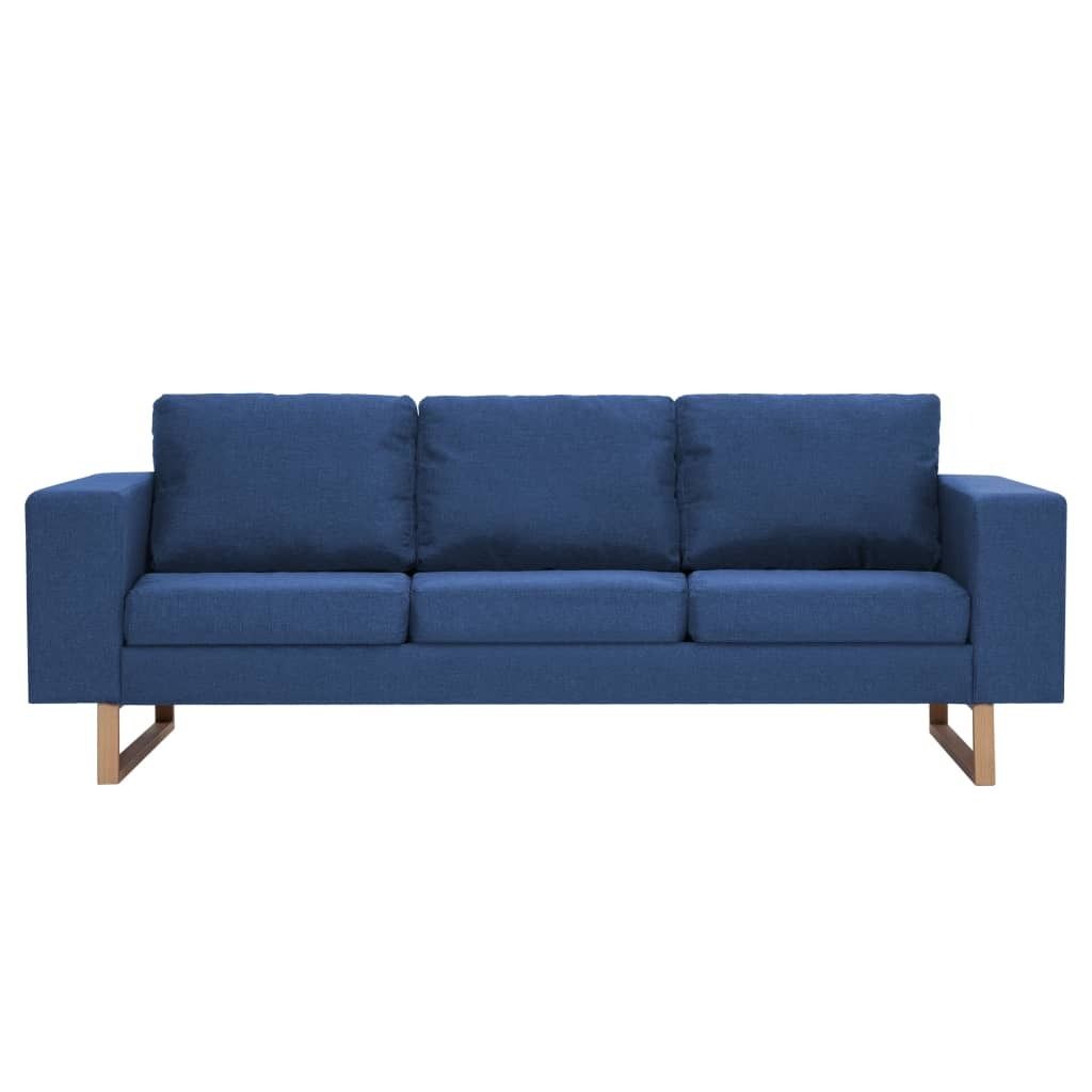 Blaues 3-Sitzer Stoffsofa, breite Sitzfläche, dick gepolsterte Kissen, abnehmbare Bezüge, 200x82x75 cm