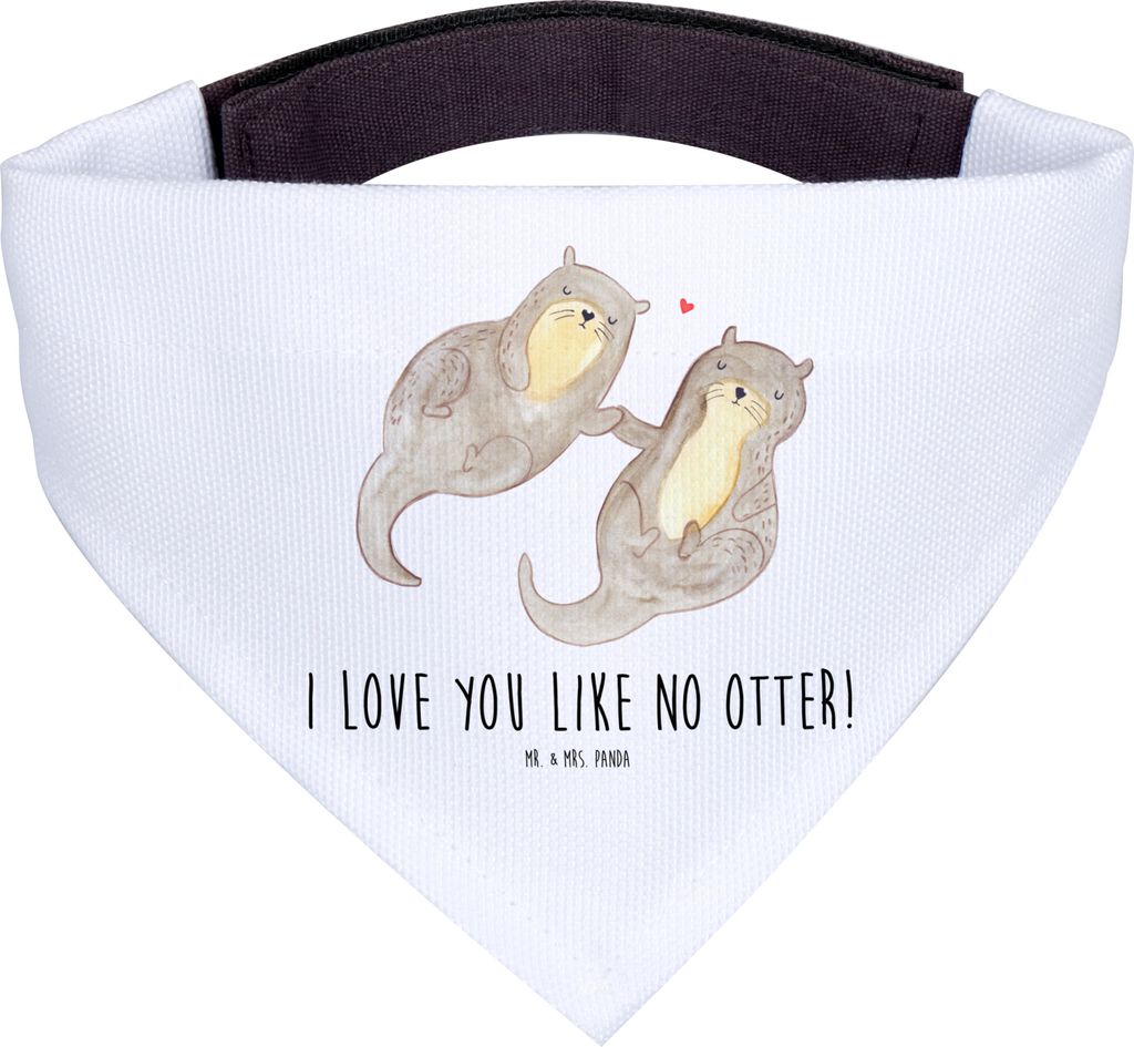 Mr. & Mrs. Panda Hundehalstuch Otter Hände halten - Weiß - Geschenk, Paar, glücklich, Hunde Halstuch, Tuch, Verliebt, Romantisch, Schal für, Li...