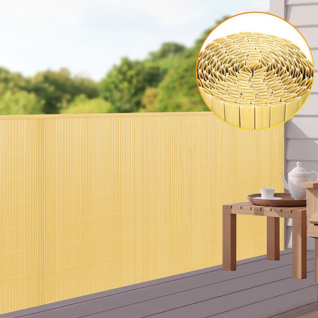Jayseuw PVC Sichtschutzmatte Sichtschutzzaun Sichtschutz für Zaun Balkon Bambus 100 x 900 cm
