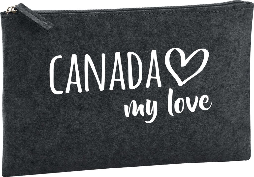 Huuraa Kulturbeutel Canada my love 1 Liter Charcoal Filz Kosmetiktasche Geschenkidee