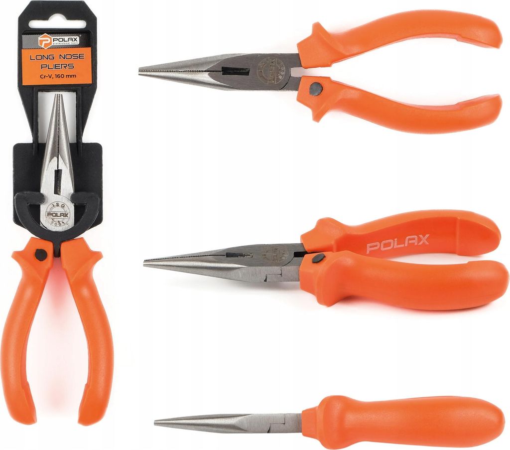 Verlängerte Zange mit geraden Kunststoffgriffen Cr-V 160 mm Polax
