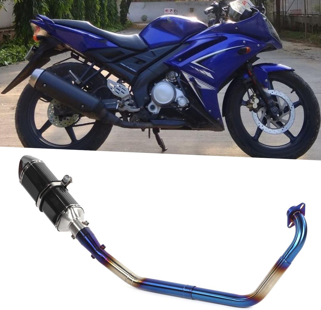 Kompletter Auspuffanlage-Krümmer im Kohlefaser-Stil, SlipOn-Schalldämpfer, passend für Yamaha YZF R15 V1/V2 0817
